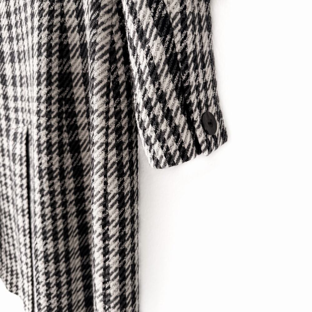 Vintage 90s Dana Buchman Wool Coat Houndstooth Designer Long Jacket Petite NWOT - Picture 7 of 15
